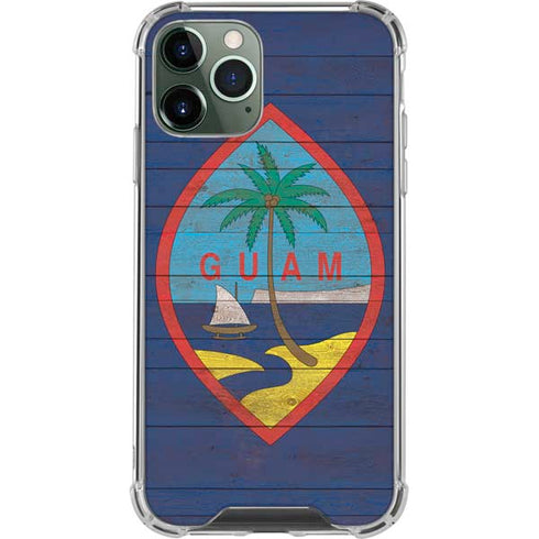 Guam Flag Dark Wood iPhone 12 Pro Max Clear Case